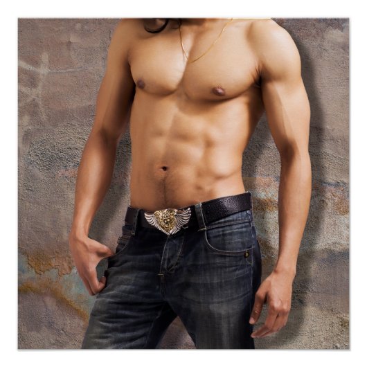 Poster Photo de la poitrine nue de l'homme (Devant)