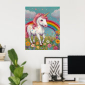 Poster Photo de la salle Magic Unicorn avec Rainbow Kids (Bureau à domicile)