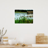 Poster Photo de Lake Scene avec Cattails Ducks Dock (Cuisine)
