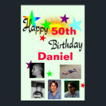 Poster photo de l'anniversaire<br><div class="desc">Customisez et ajoutez vos propres photos à cette affiche d'anniversaire colorée pour accrocher une bannière de fête d'anniversaire. Modifier le texte : nom et année. Modifiez toutes les photos des espaces réservés pour vous-même. Il vous suffit de sélectionner une photo et de cliquer sur "modifier l'image" pour télécharger la vôtre....</div>
