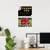 Poster Photo de l'équipe de nom d'entraîneur de baseball (Bureau à domicile)