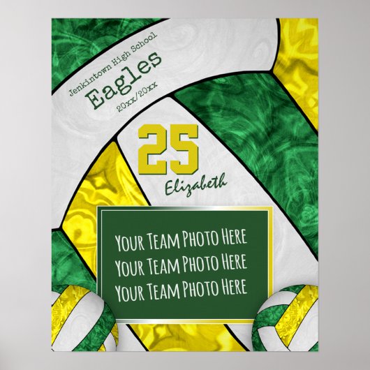 Poster photo de l'équipe de volley-ball des filles jaune (Devant)