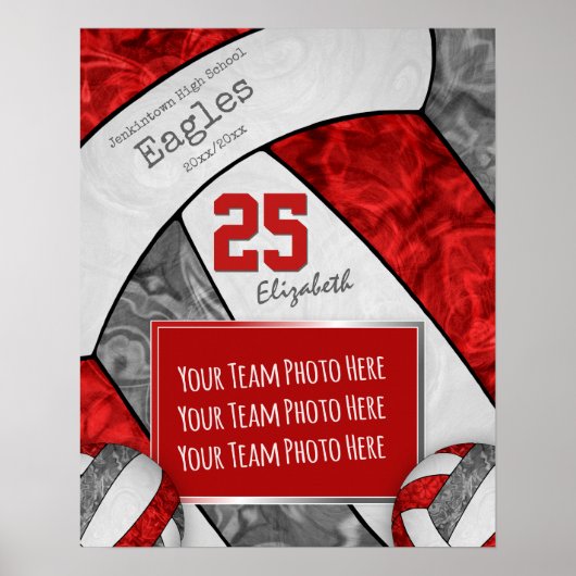 Poster photo de l'équipe de volley-ball des filles rouge (Devant)