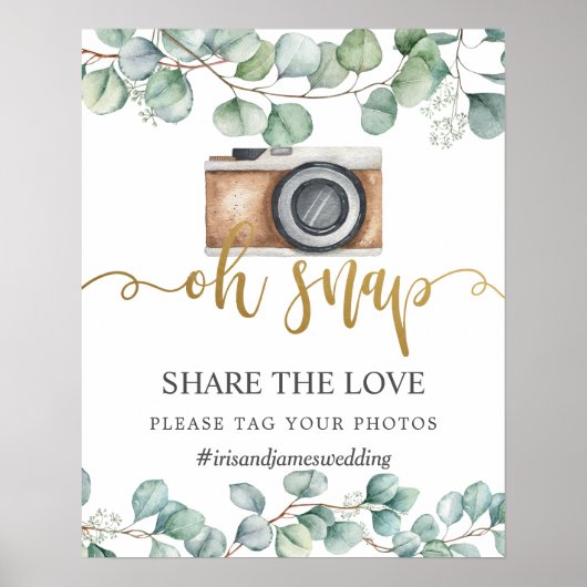 Poster Photo de mariage avec étiquette de feuilles de ver (Devant)