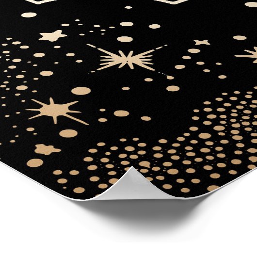 Poster Photo de mariage Céleste Noir Moderne Étoiles Lune (Coin)