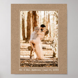 Poster Photo de mariage de style kraft simple moderne