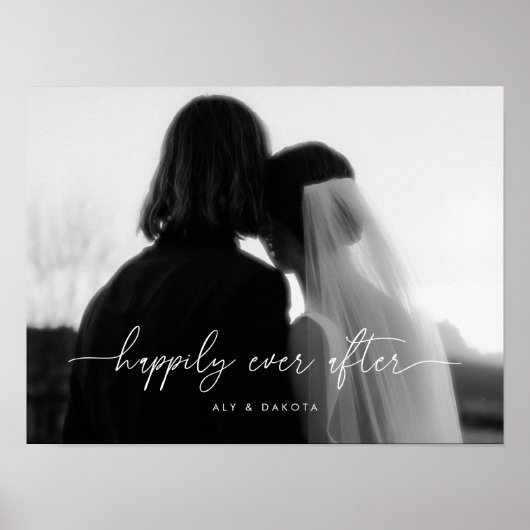 Poster Photo de mariage minimal noir et blanc pour annive (Devant)