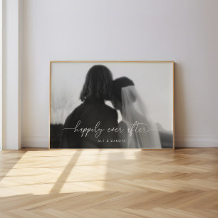 Poster Photo de mariage minimaliste noir et blanc pour an
