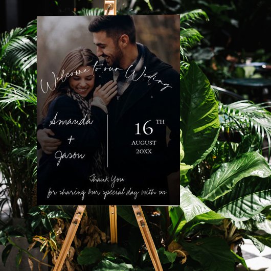Poster Photo de mariage moderne avec texte de bienvenue e