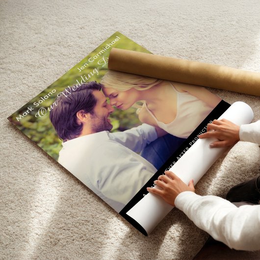 Poster Photo de mariage noir unique "Save the Date" de fi