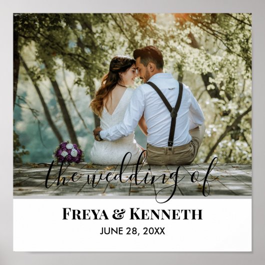 Poster Photo de mariage personnalisé avec calligraphie mo (Devant)