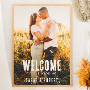 Poster Photo de mariage rustique Bienvenue à notre mariag