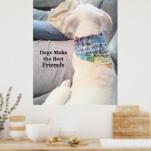 Poster Photo de mignon Chien blanc observant papa (Cuisine)