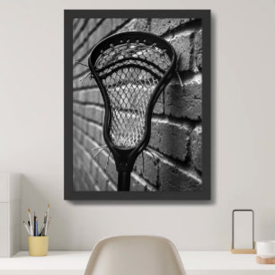 Poster Photo de mur en briques noir et blanc de crosse