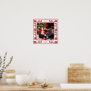 Poster Photo de Noël de randonnée en traîneau du Père Noë