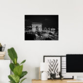 Poster Photo de nuit noire et blanche Arc de Triomphe Par (Bureau à domicile)