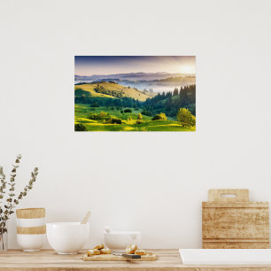Poster Photo de paysage naturel panoramique de collines o
