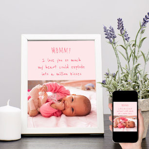 Poster Photo de petite fille et mots mignons pour maman