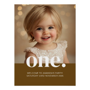 Poster photo de premier anniversaire en Brown
