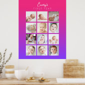 Poster photo de première année du bébé rose pourpr (Cuisine)