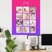 Poster photo de première année du bébé rose pourpr (Bureau à domicile)
