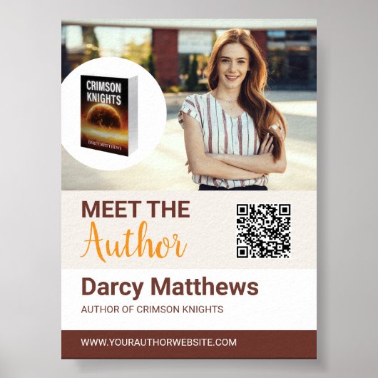 Poster Photo de promo de l'auteur avec QR code moderne (Devant)