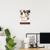 Poster Photo de promo de l'auteur avec QR code moderne (Bureau à domicile)