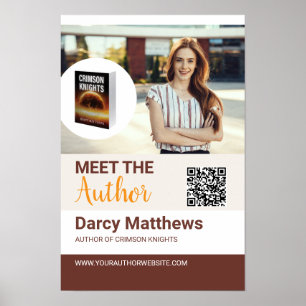 Poster Photo de promo de l'auteur avec QR code moderne