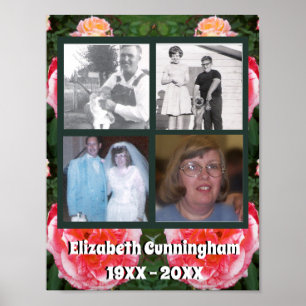 Poster Photo de quatre photos commémoratives en rose carr
