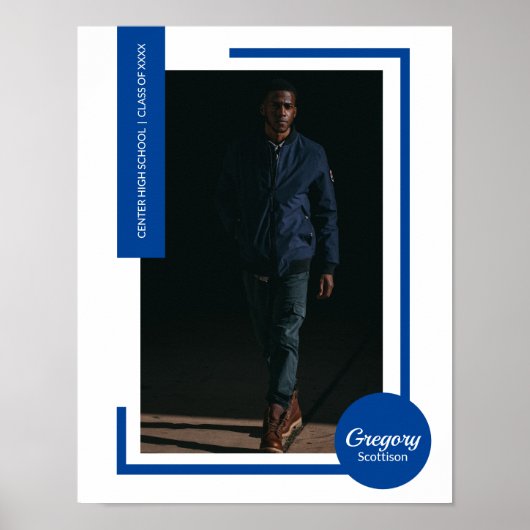 Poster Photo de remise de diplôme moderne bleu (Devant)