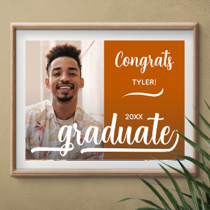 Poster Photo de remise de diplôme moderne orange brûlé