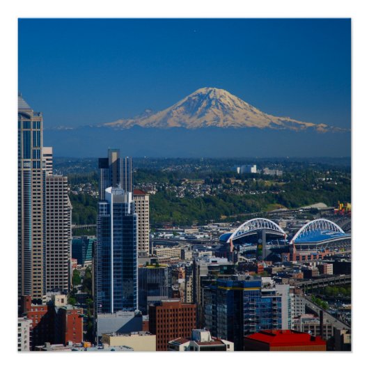 Poster photo de Seattle avec le Mont Rainier (Devant)