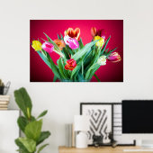 Poster photo de tulipe florale rouge et verte prin (Bureau à domicile)