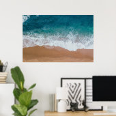 Poster photo Deep Blue Ocean Beach Waves (Bureau à domicile)