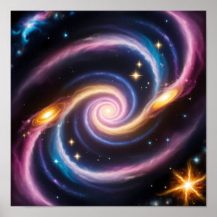 Poster Photo d'étoiles et de galaxies de différentes coul