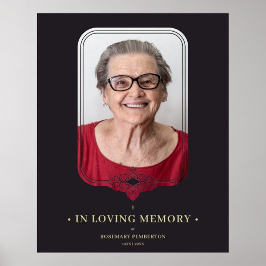 Poster Photo d'ornement en filigrane noir pour enterremen (Devant)