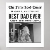 Poster Photo du journal personnalisé Best Papa Ever (Devant)