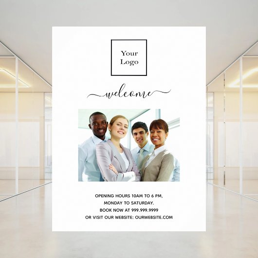 Poster photo du logo de l'entreprise heures d'ouverture d