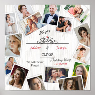 Poster photo du mariage - Texture en bois