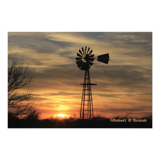Poster photo du moulin à vent Silhouette Sunset Ka (Devant)