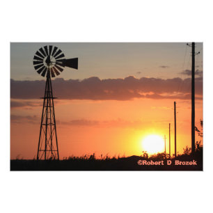 Poster photo du moulin à vent Sunset Silhouette Ka