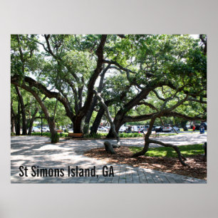 Poster Photo d'un chêne de marche de St Simons GA