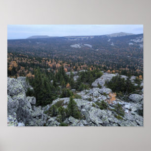 Poster photo d'une forêt d'automne montagneuse, montagnes