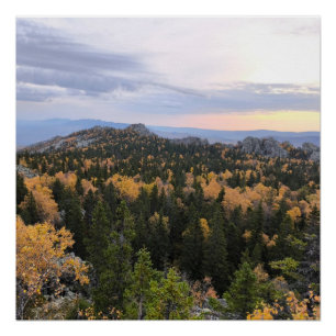 Poster photo d'une forêt d'automne montagneuse, montagnes