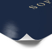 Poster Photo Elegant Blue Gold Script Funeral Memorial  (Coin)