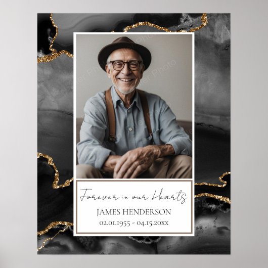 Poster Photo en marbre noir et or (Devant)