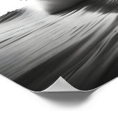 Poster Photo en noir et blanc d'une vague océanique brisa (Coin)