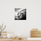 Poster Photo en noir et blanc d'une vague océanique brisa (Cuisine)