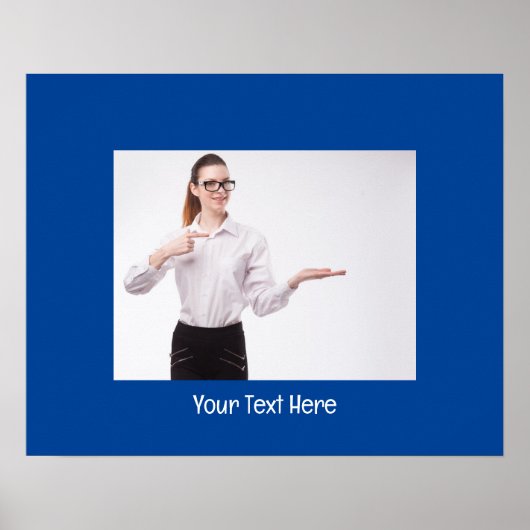 Poster Photo et texte personnalisables en bleu profond (Devant)