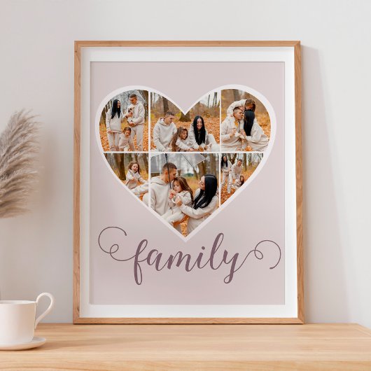 Poster Photo FAMILLE Moderne Collage Love Script Heart